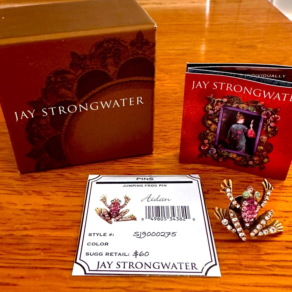 Jay Strongwater rhinestone frog pin.